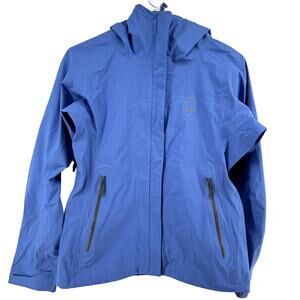 Sierra Designs Rain Jacket Zip Up Hooded Pockets Nylon Waterproof Blue Small
